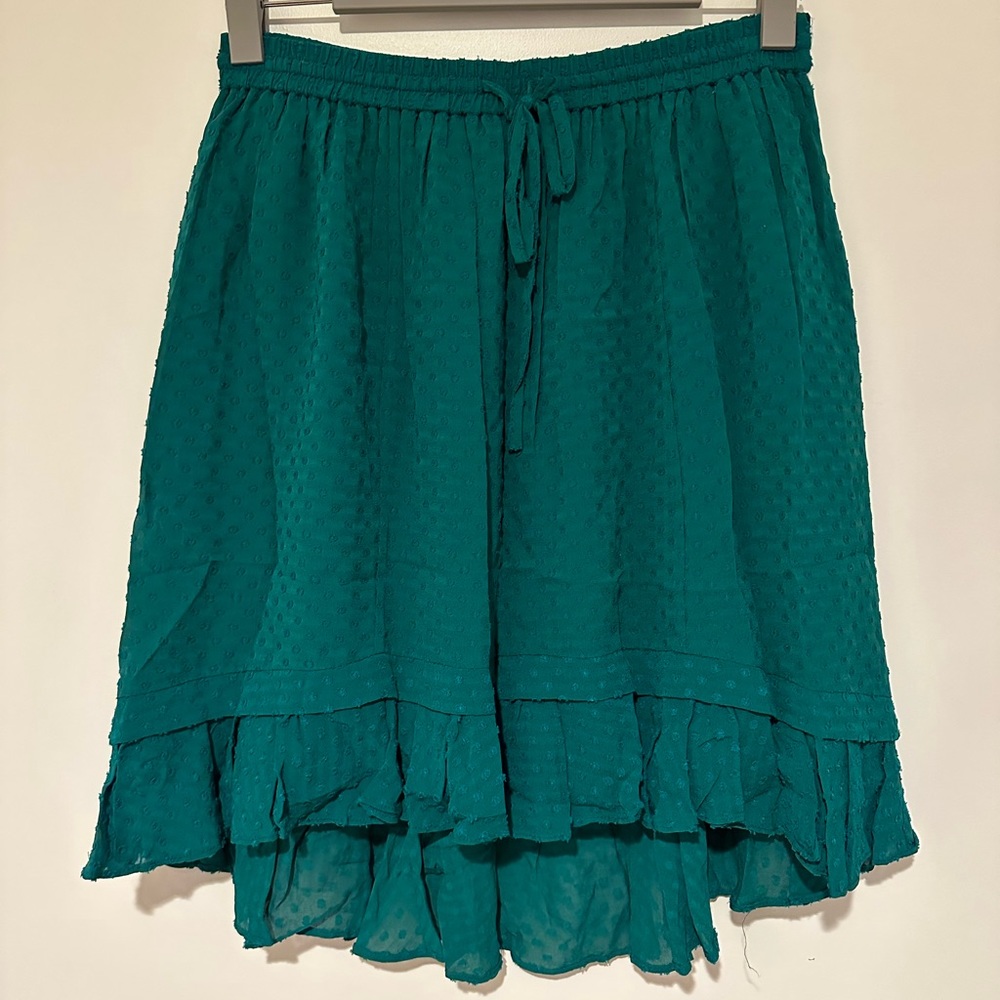 Club Monaco Green Dot Ruffle Knee-length Skirt